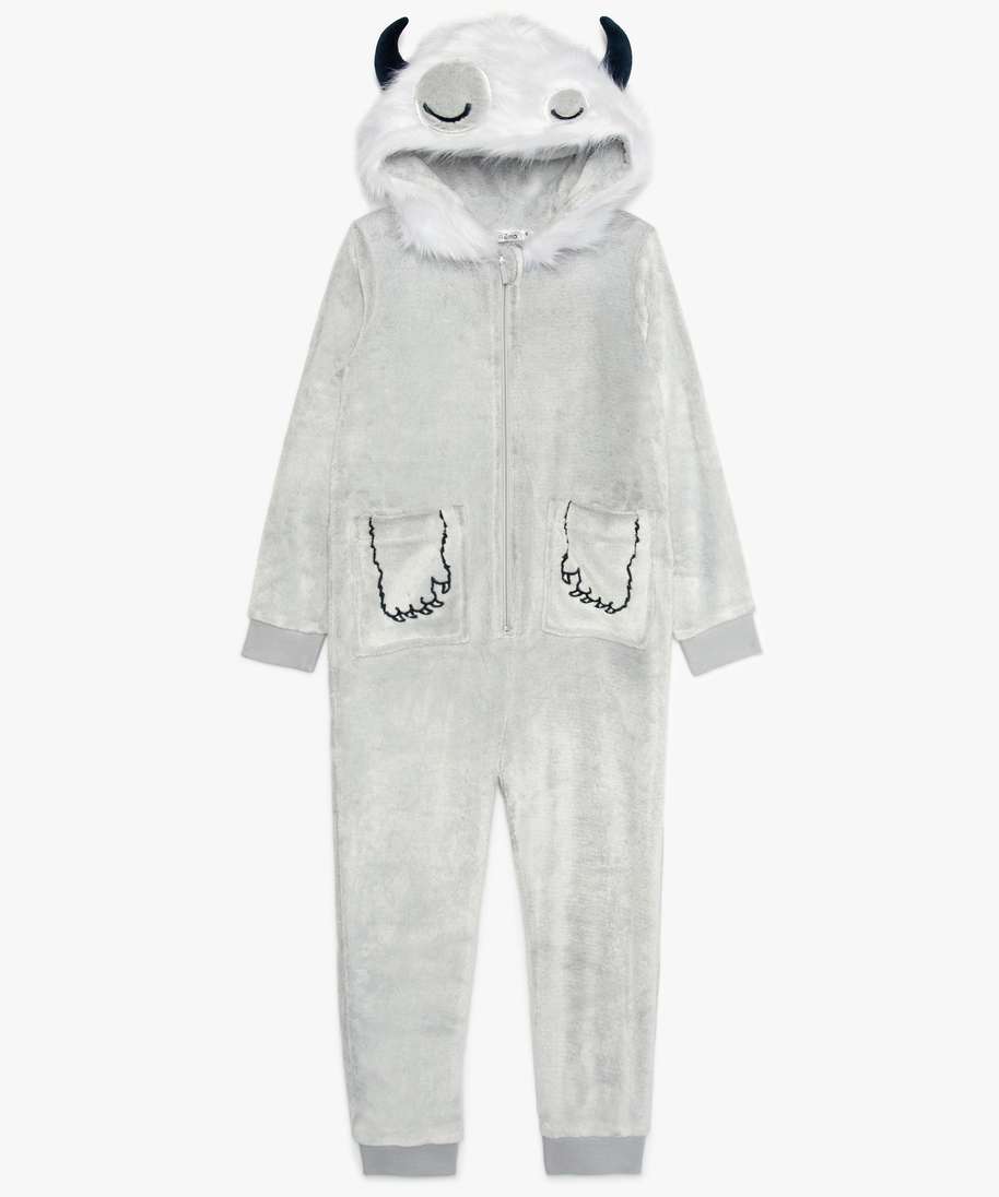 combinaison pyjama garcon en maille peluche gris pyjamas