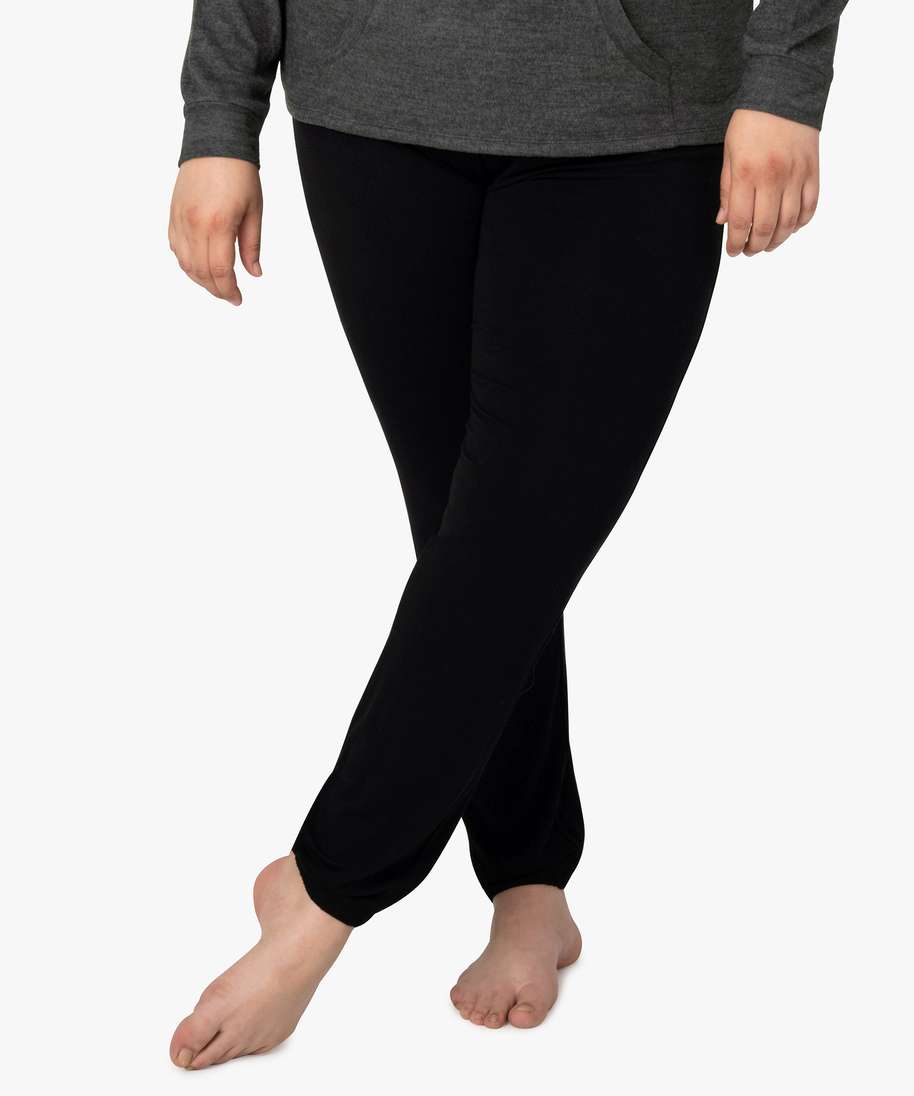 pantalon de pyjama femme grande taille resserre dans le bas noir bas de pyjama