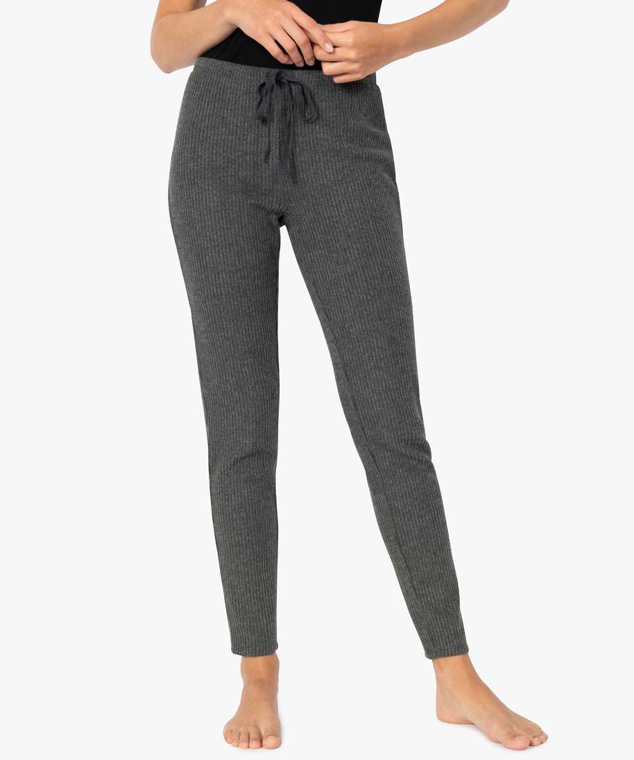 pantalon de pyjama femme en maille cotelee gris bas de pyjama
