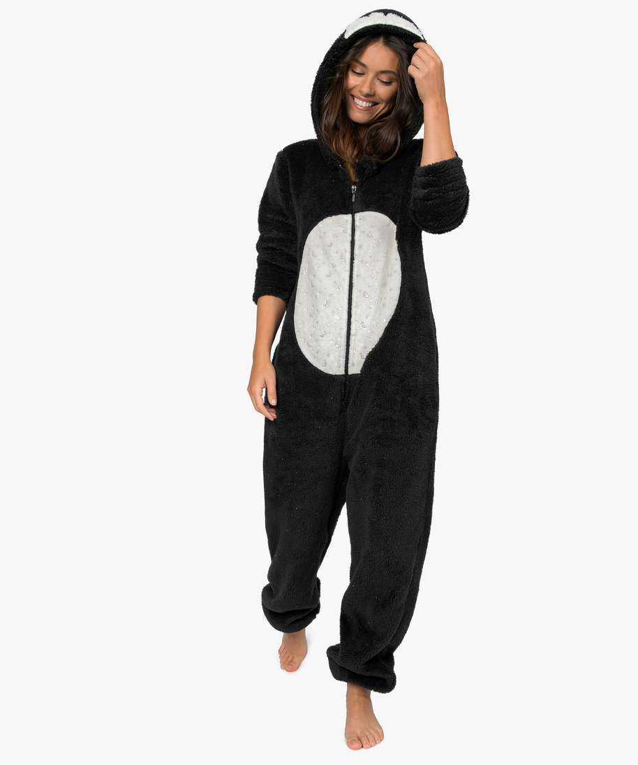 combinaison pyjama femme pingouin a paillettes noir pyjamas ensembles  vestes femme