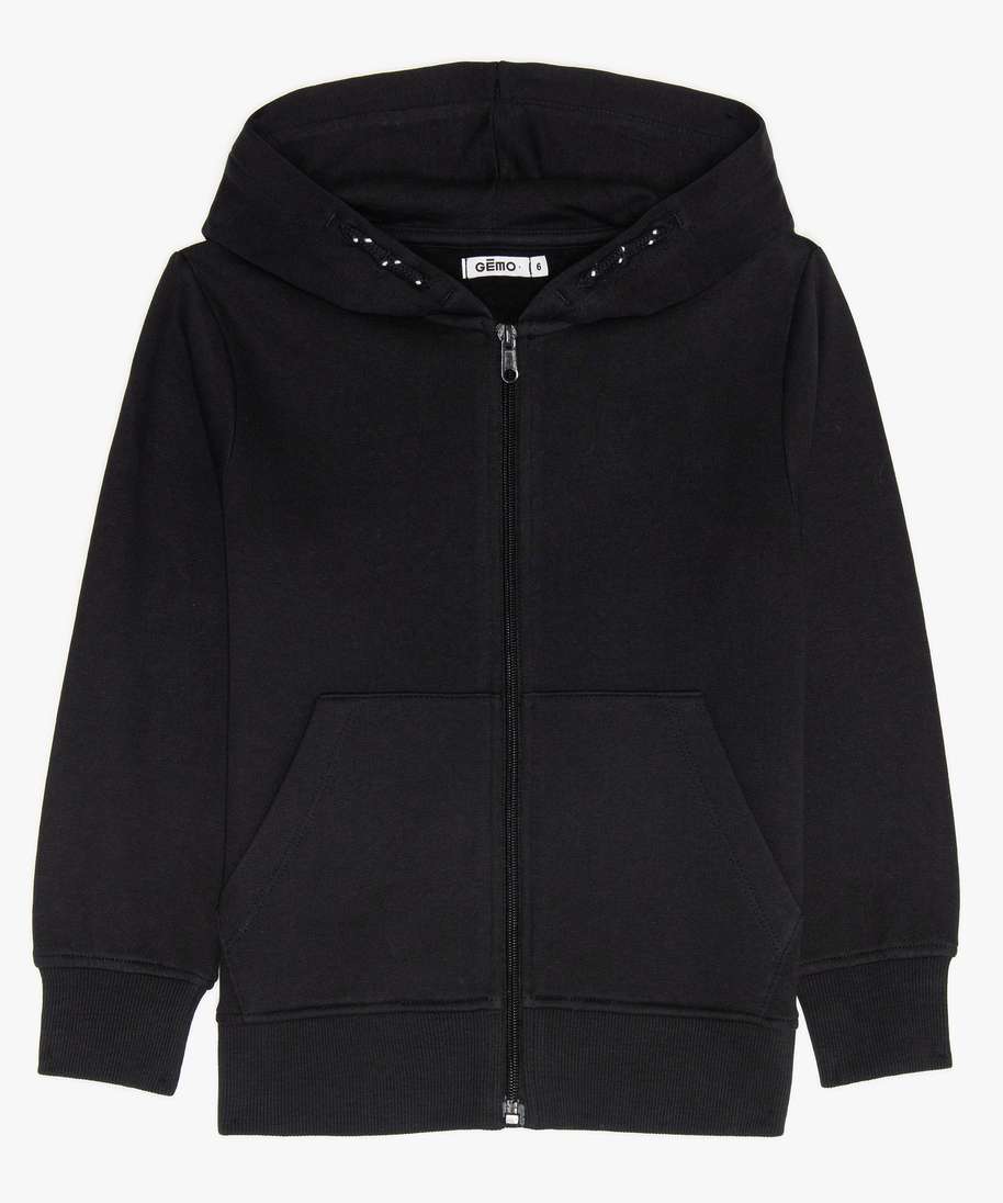 sweat zippe et molletonne a capuche garcon noir sweats