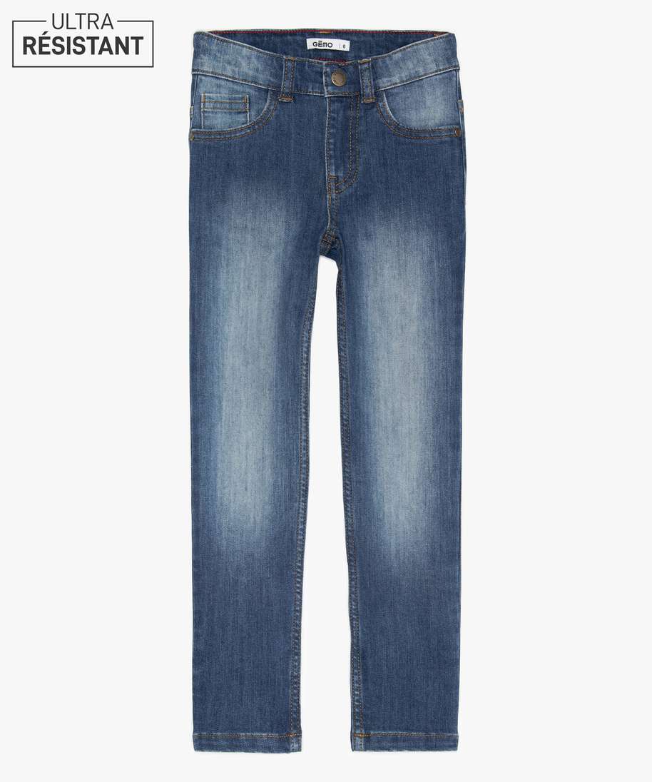 jean garcon slim en coton stretch delave ultra resistant gris jeans