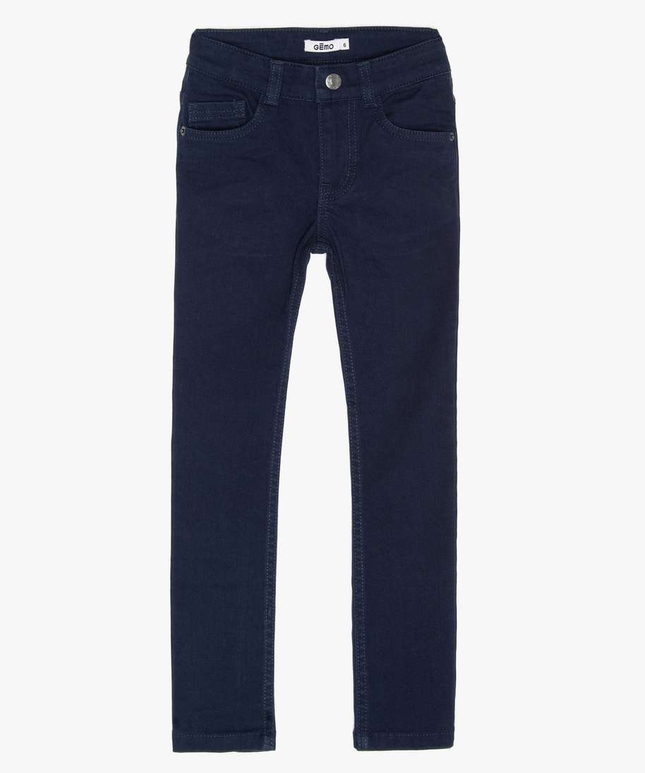 pantalon garcon uni coupe slim extensible bleu pantalons