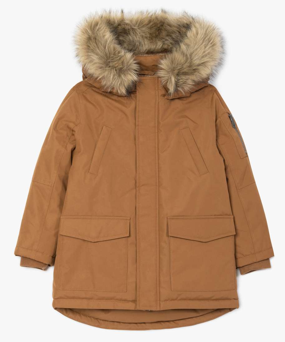 Parka à capuche doublée polaire garçon - vert, Garçon