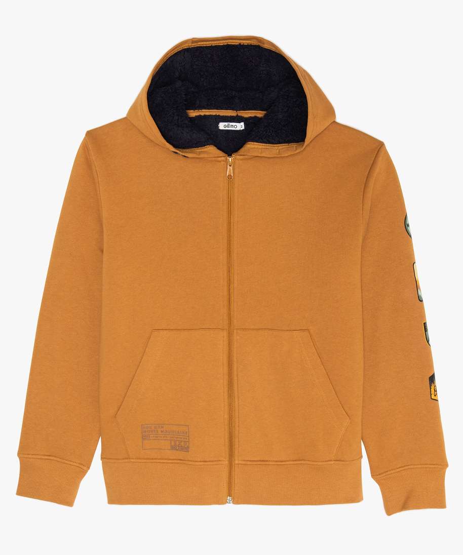 sweat garcon zippe a doublure chaude brun sweats garcon G MO