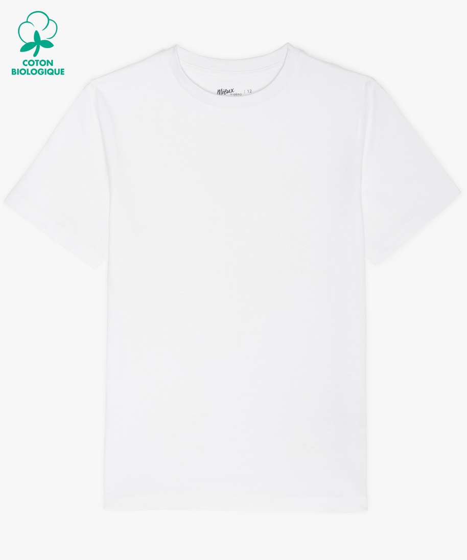 tee-shirt garcon a manches courtes uni blanc tee-shirts