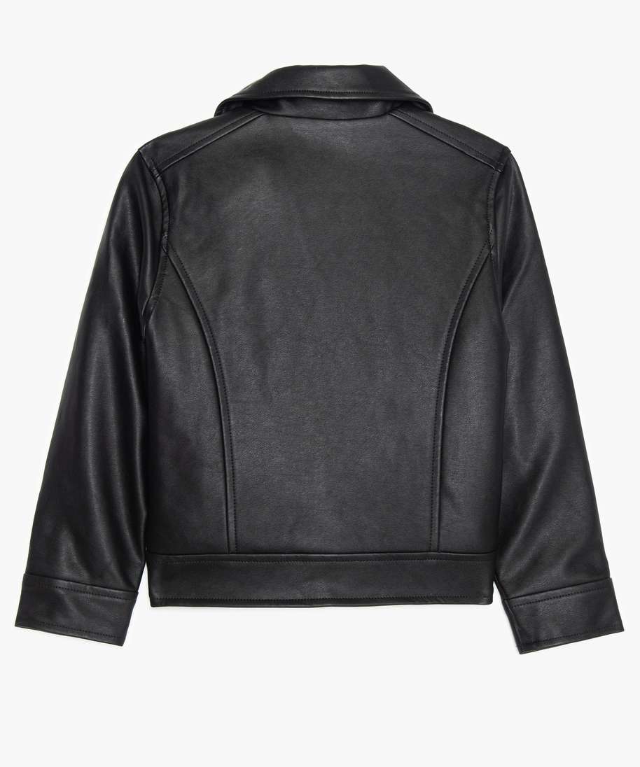 blouson zippe look rock a doublure peluche noir blousons et vestes fille GEMO