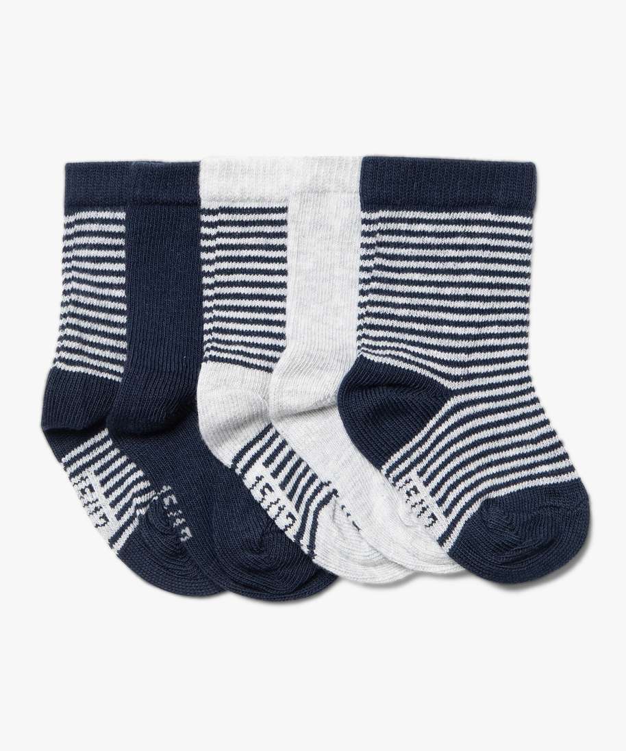 chaussettes a rayures bebe (lot de 5) bleu