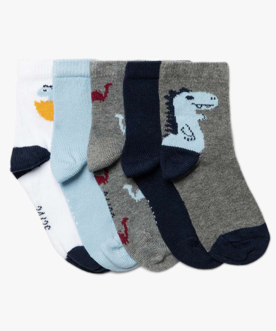 chaussettes bebe garcon motif dinosaures (lot de 5) blanc chaussettes