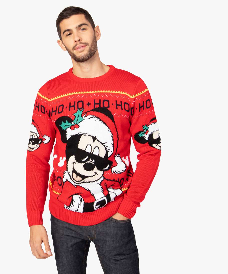 Pull de Noël Homme Disney Mickey Mouse - Rouge