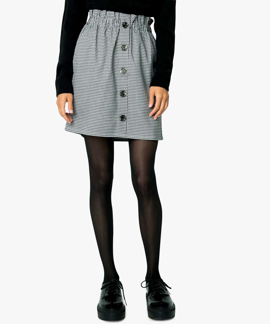 jupe femme a motif pied de poule avec taille froncee imprime jupes femme GEMO