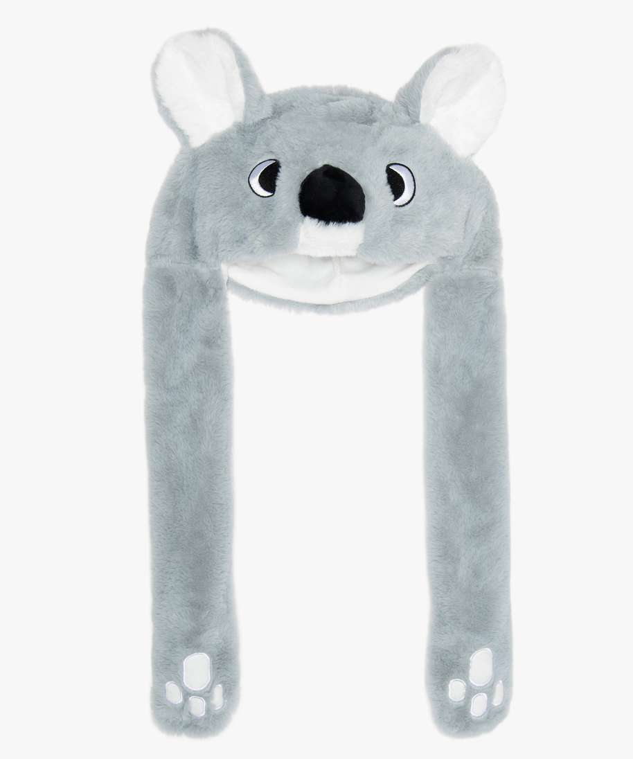 bonnet fille a motif koala avec longues pattes gris fille G MO