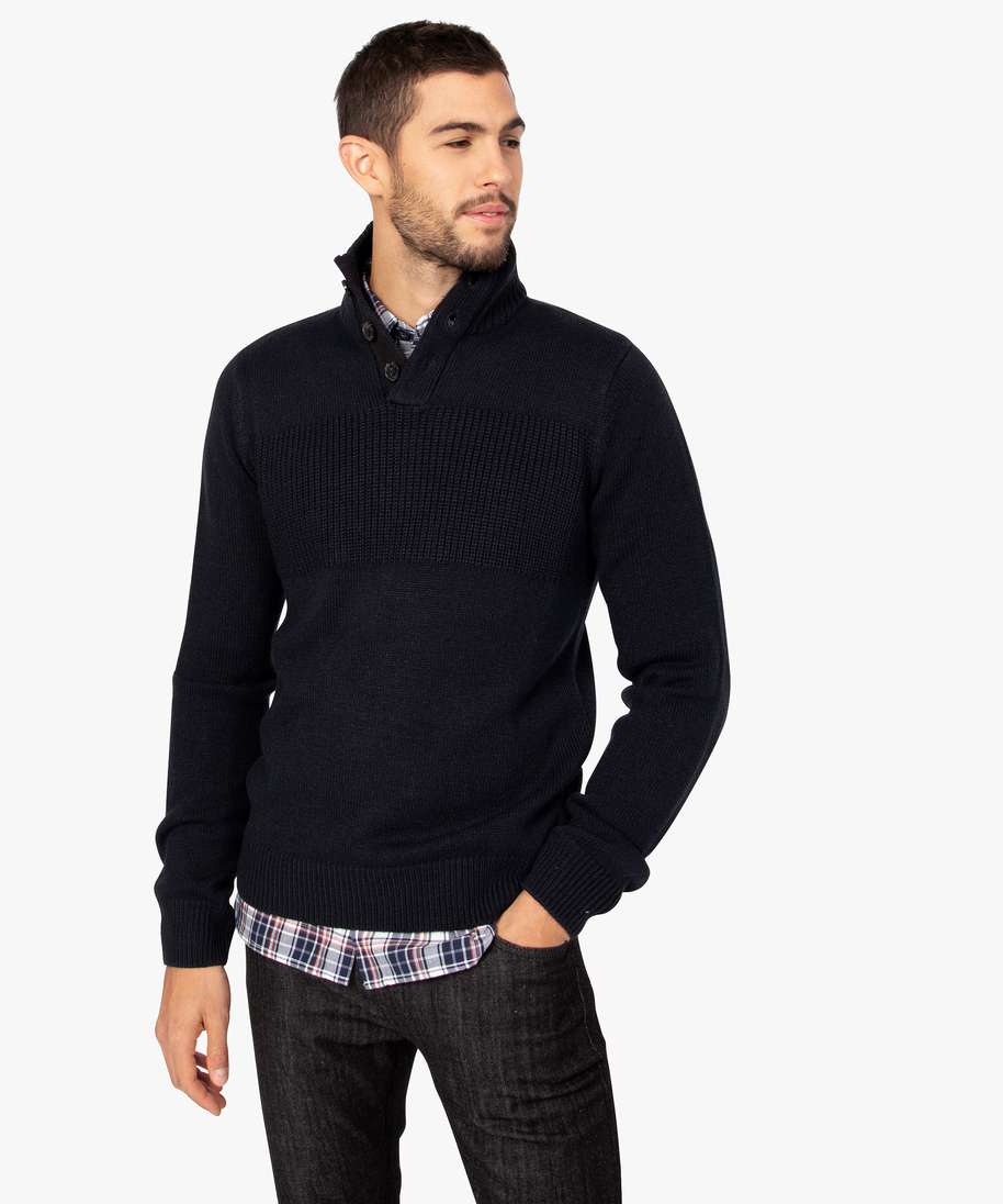 PULL HOMME MOUTARDE COL MONTANT