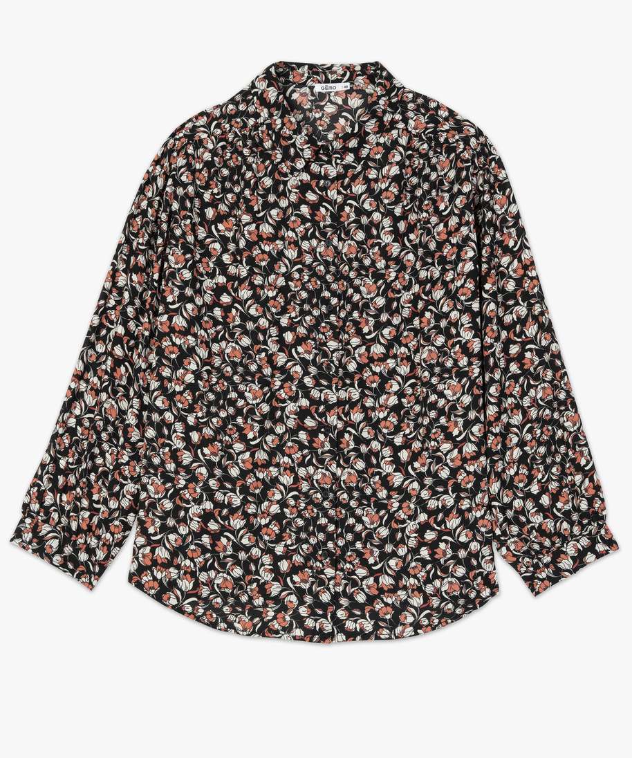 chemise femme a motifs fleuris avec fronces sur les epaules imprime chemisiers et blouses