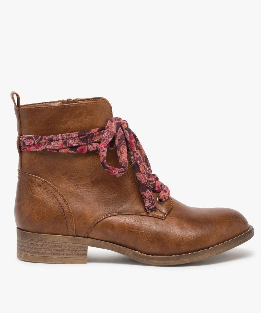 bottines femme a lacets rubans en voile orange femme G MO