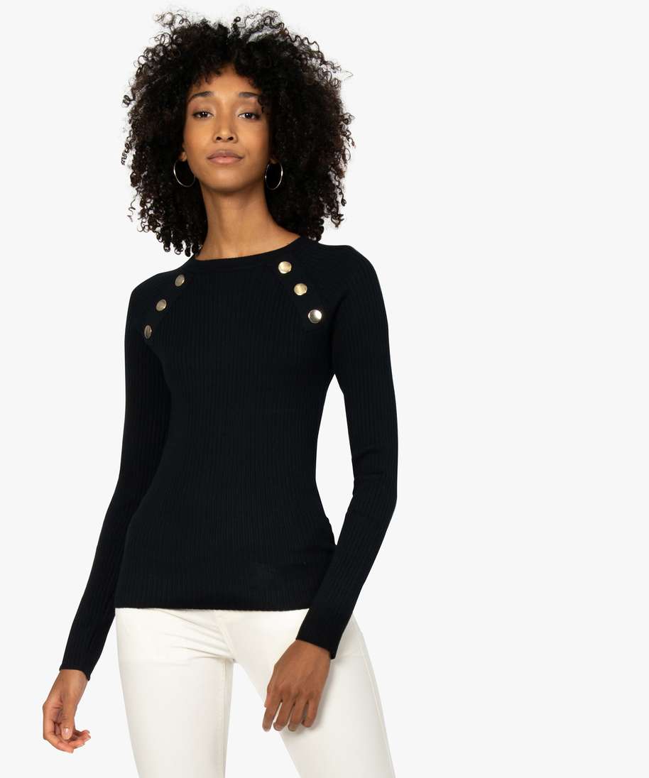 pull femme cotele et ajuste noir pulls femme