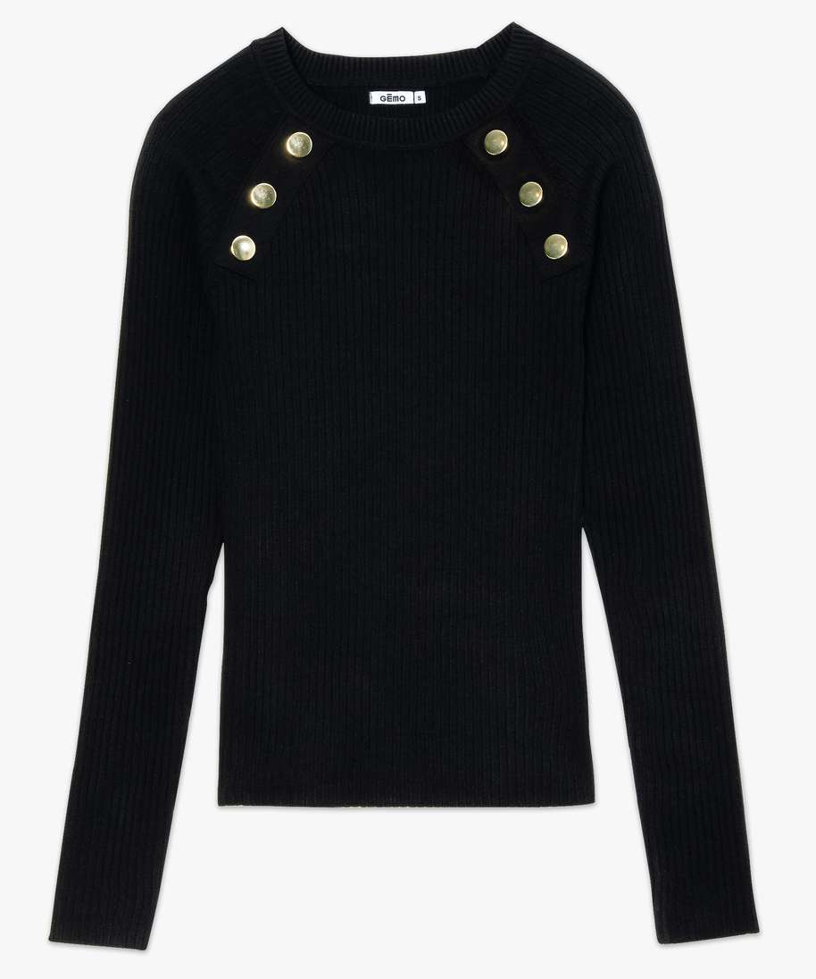 Pull noir cotelé femme best sale