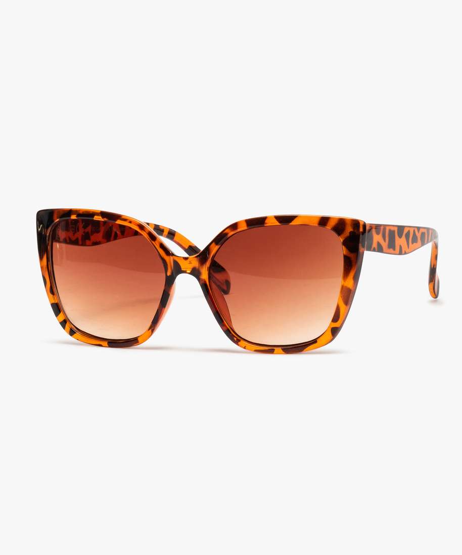 lunettes de soleil femme a large monture en plastique brun autres