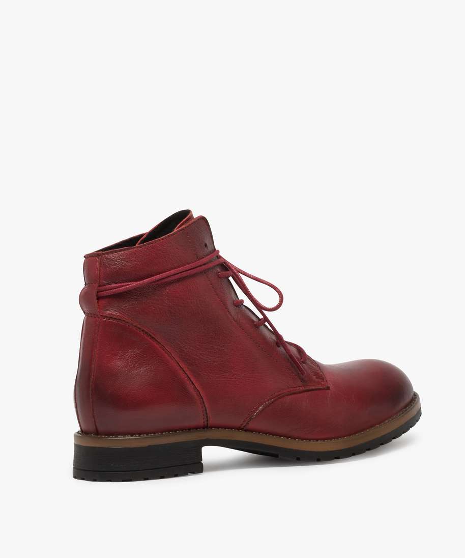 boots femme dessus cuir esprit godillot rouge standard bottines et boots femme GEMO