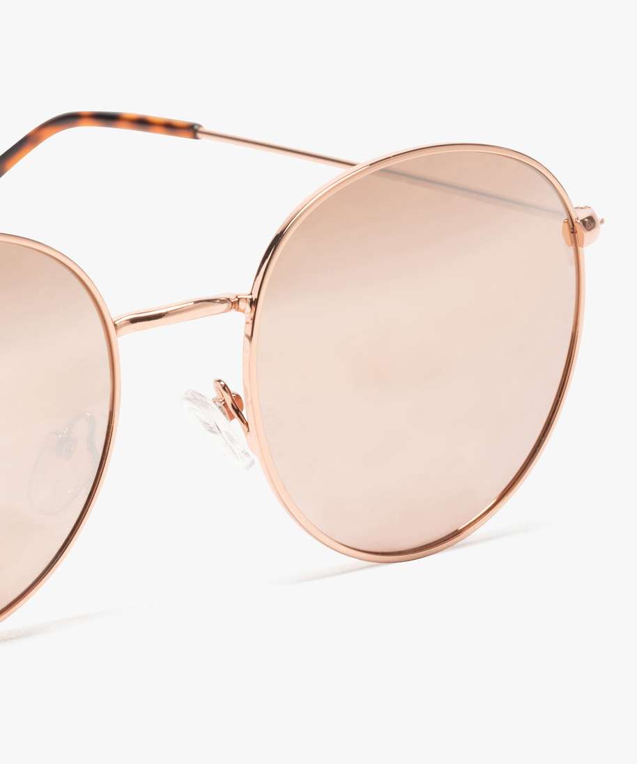 lunettes de soleil femme forme pantos en metal cuivre rose femme GEMO