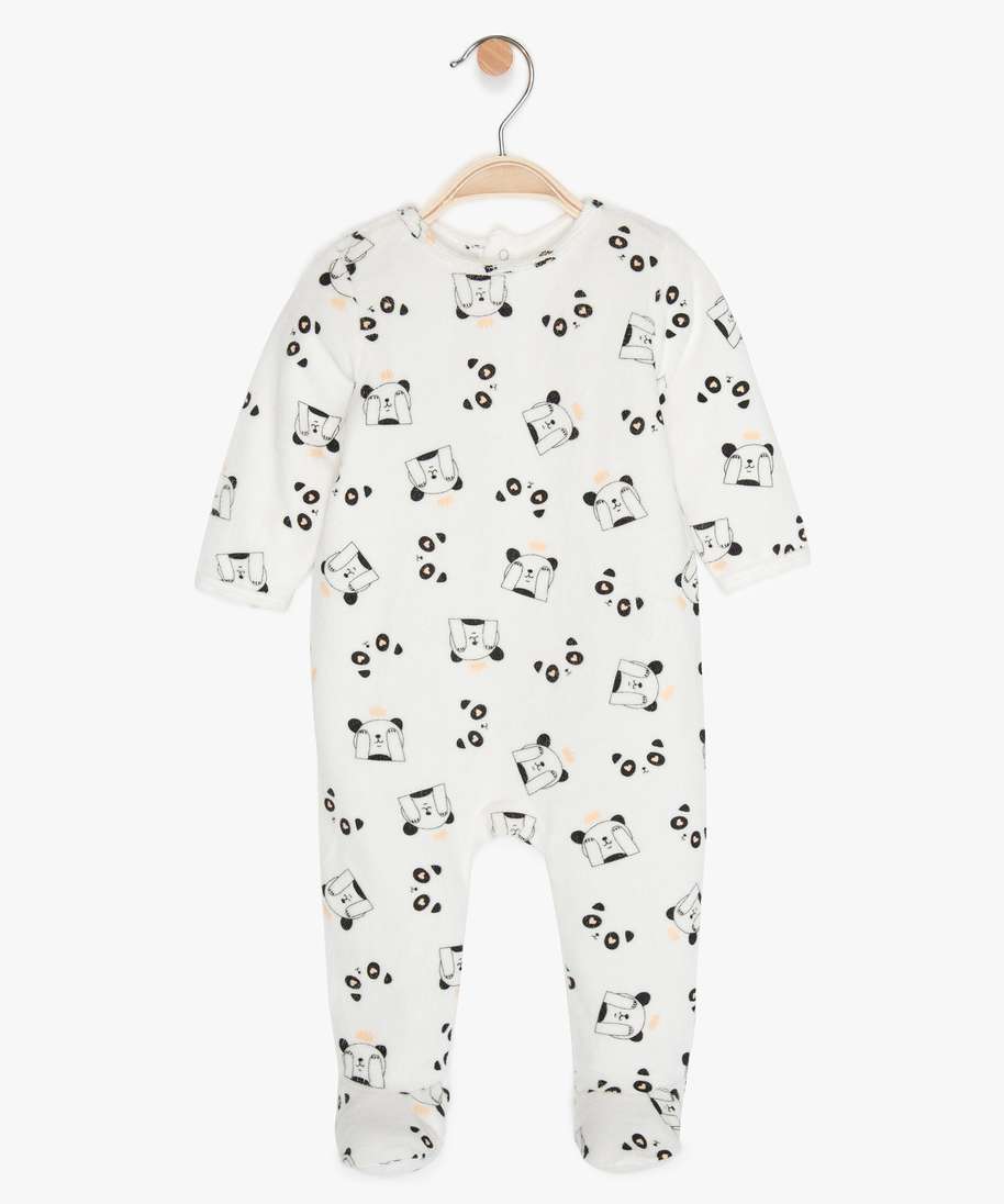 pyjama bebe fille en velours a motif panda bleu