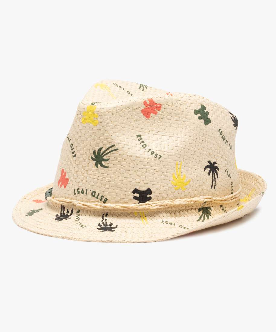 chapeau bebe garcon forme trilby imprime lulu castagnette jaune
