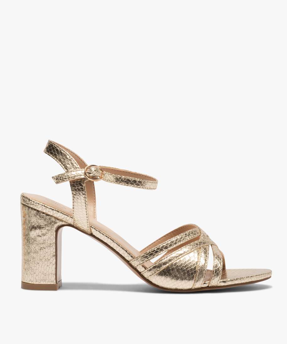 sandales femme unies a talon carre et fines brides dessus