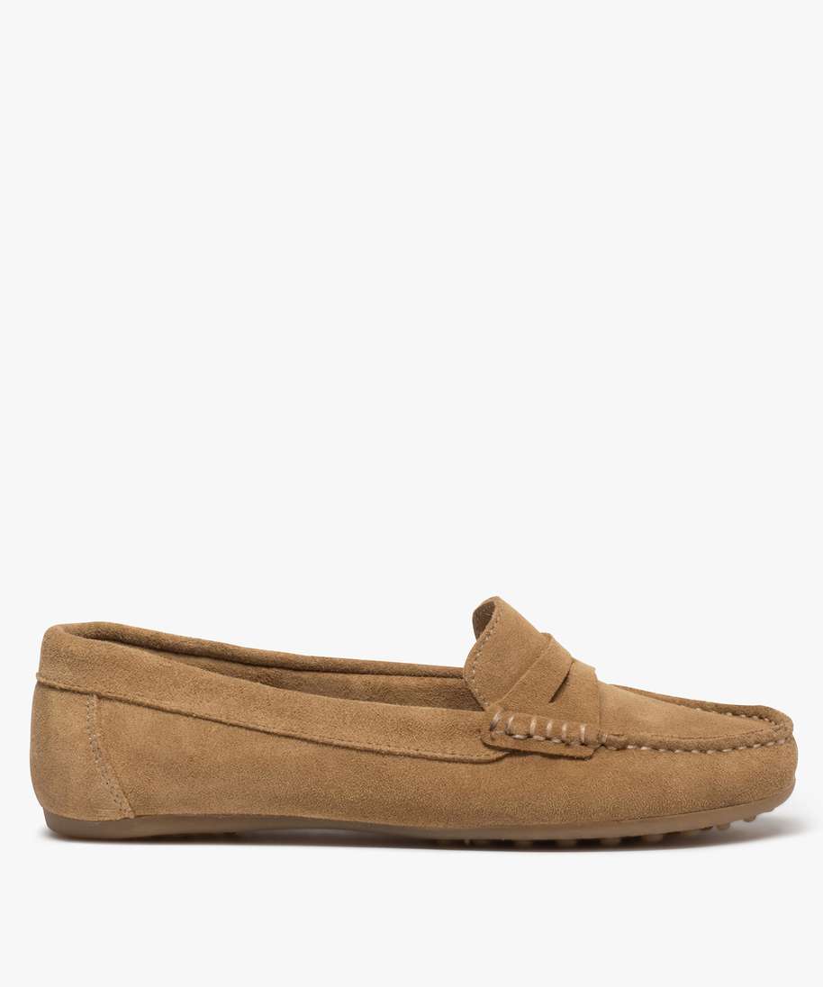 mocassins femme en cuir uni et semelle a picots rose mocassins femme GEMO