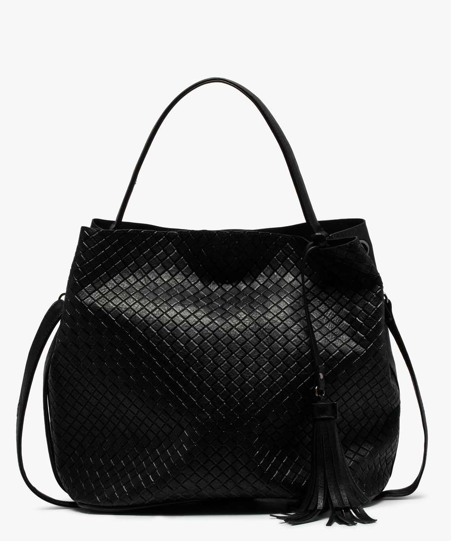 sac a main texture forme seau noir sacs a main femme GEMO