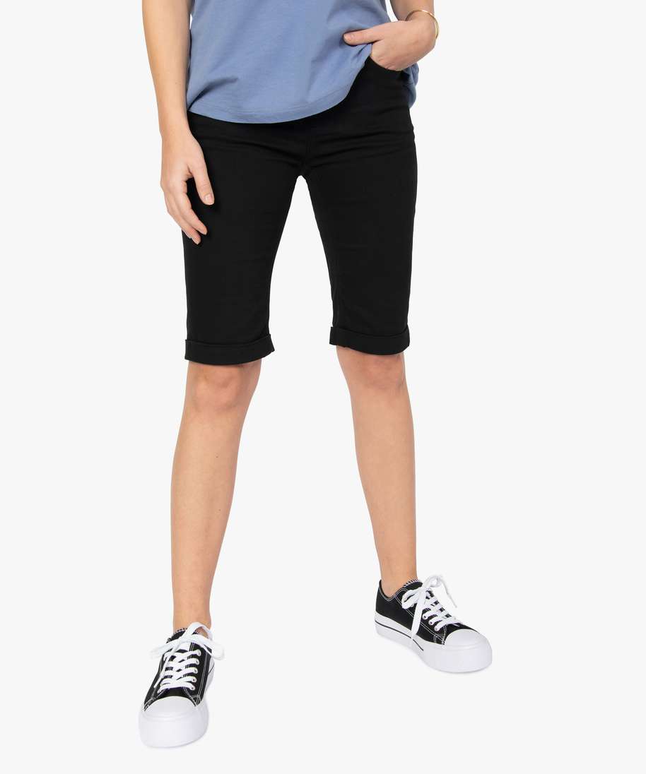 bermuda femme en coton extensible noir shorts