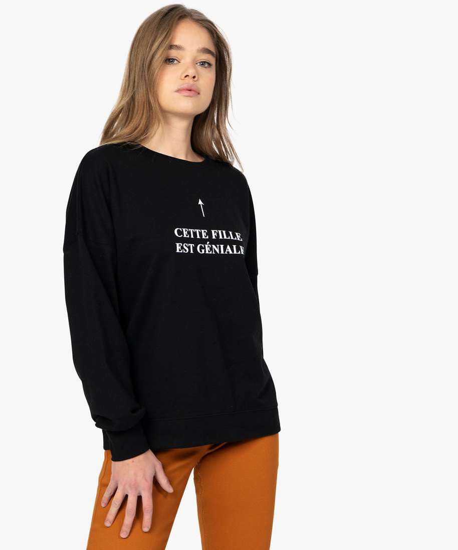 Sweats Femme, Sweat-shirt oversize texte Manifeste Noir