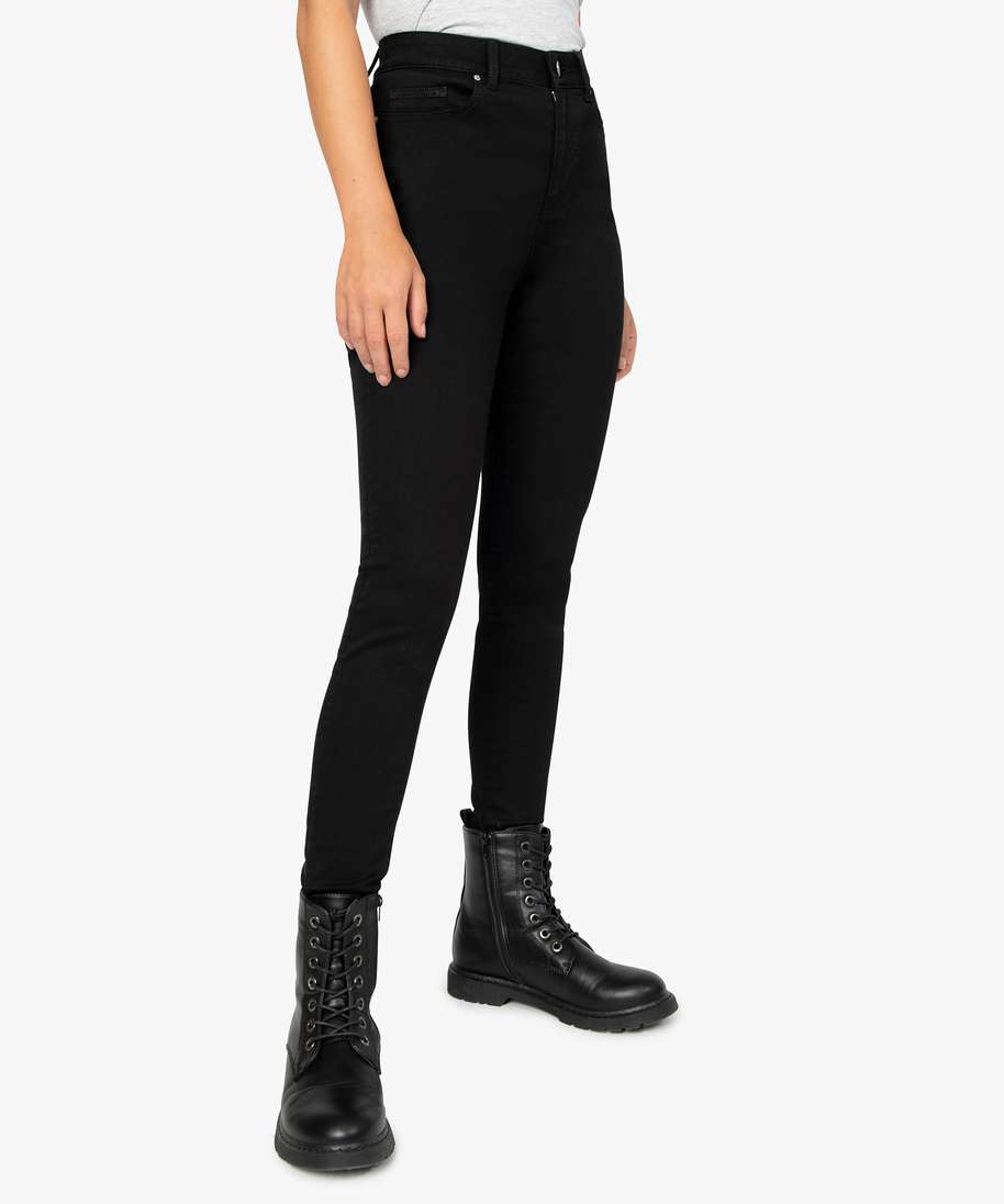 jean femme coupe skinny taille haute delavage plus econome en eau noir pantalons jeans et leggings