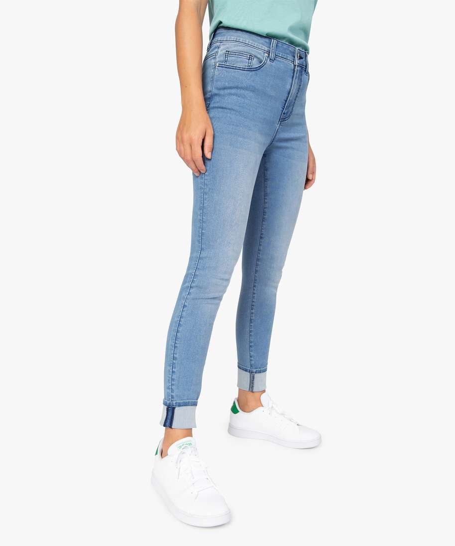 jean femme coupe skinny taille haute gris skinny