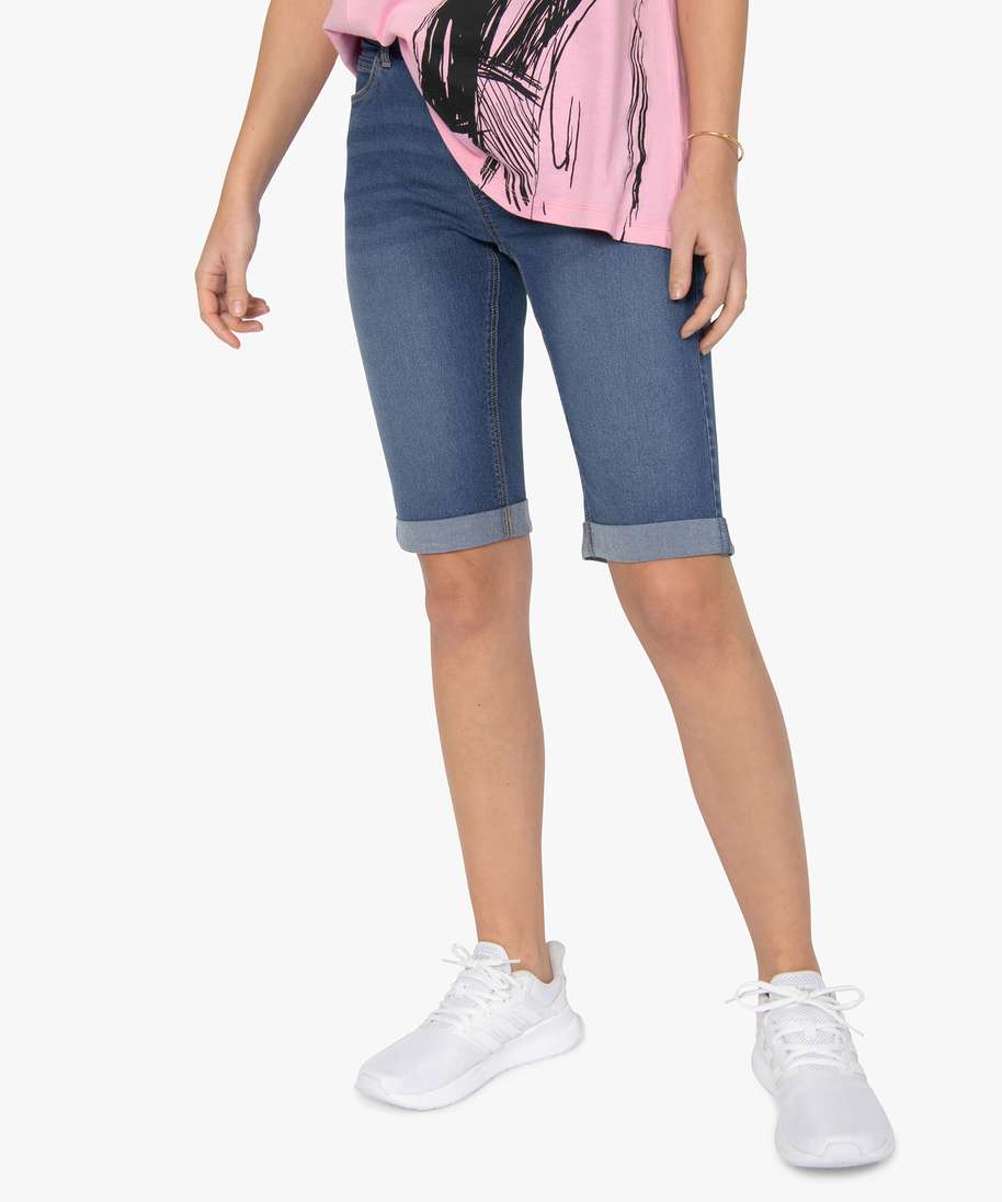 bermuda femme en jean avec revers gris shorts