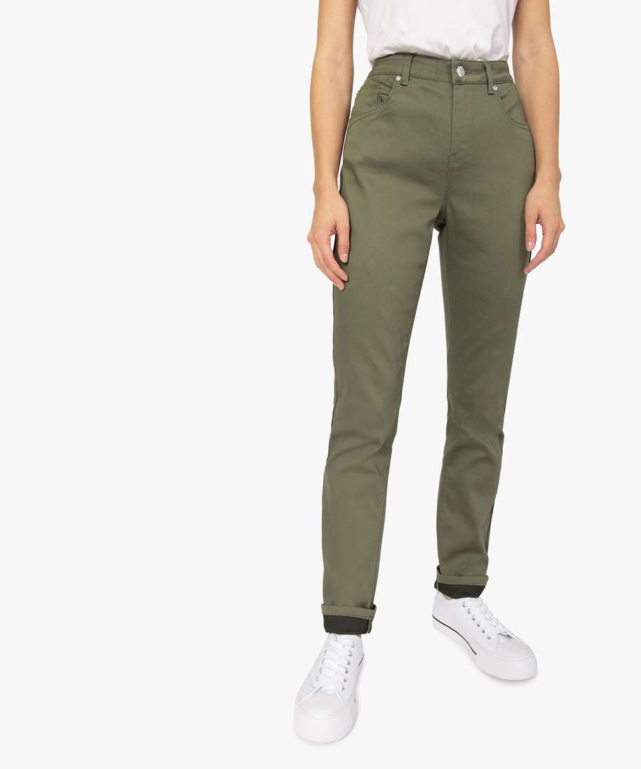 pantalon femme coupe regular en stretch vert pantalons