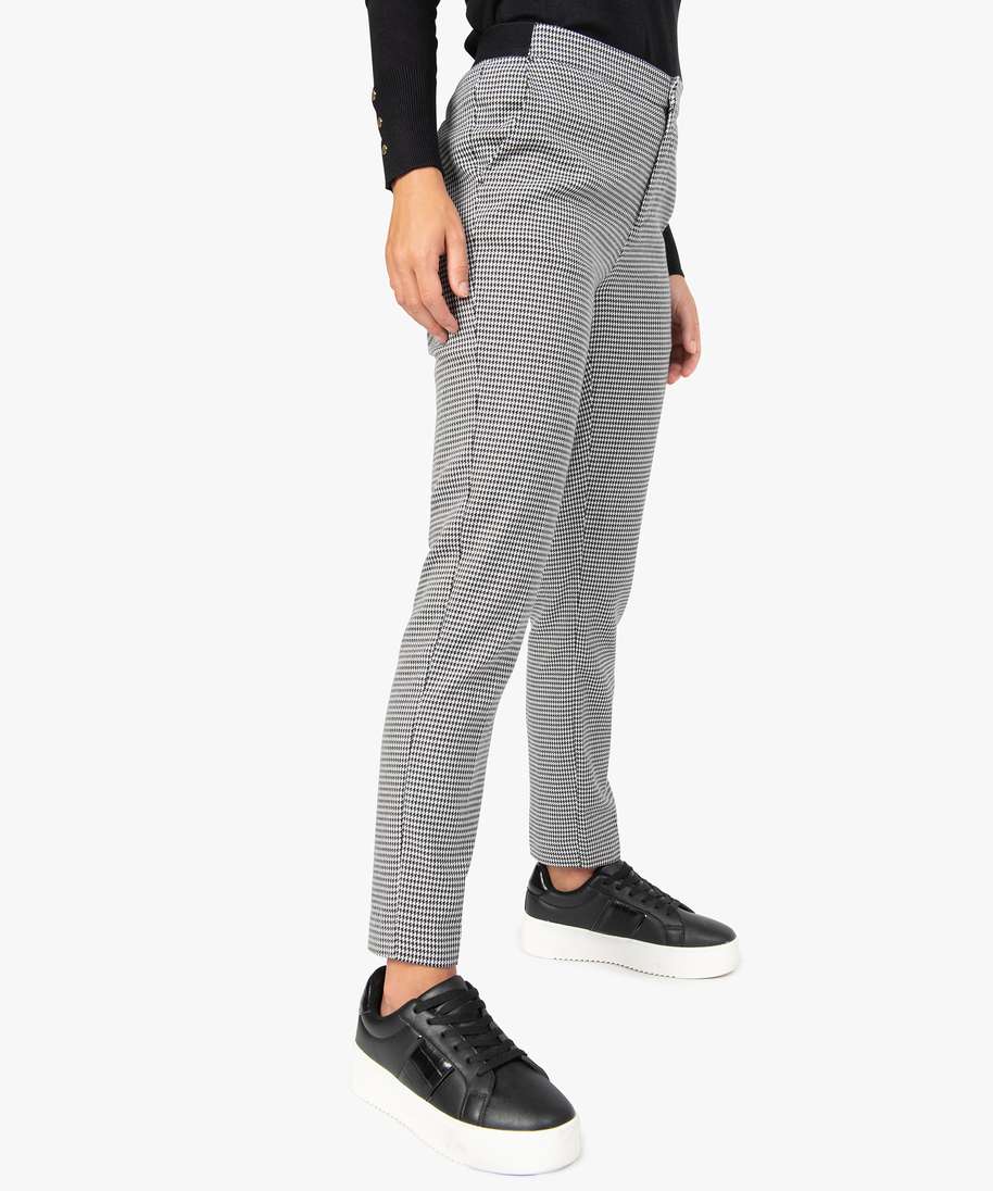 pantalon femme a motif pied de poule imprime pantalons femme GEMO