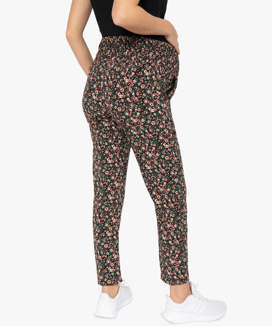 pantalon de grossesse imprime fluide a taille smockee imprime pantalons fluides femme GEMO