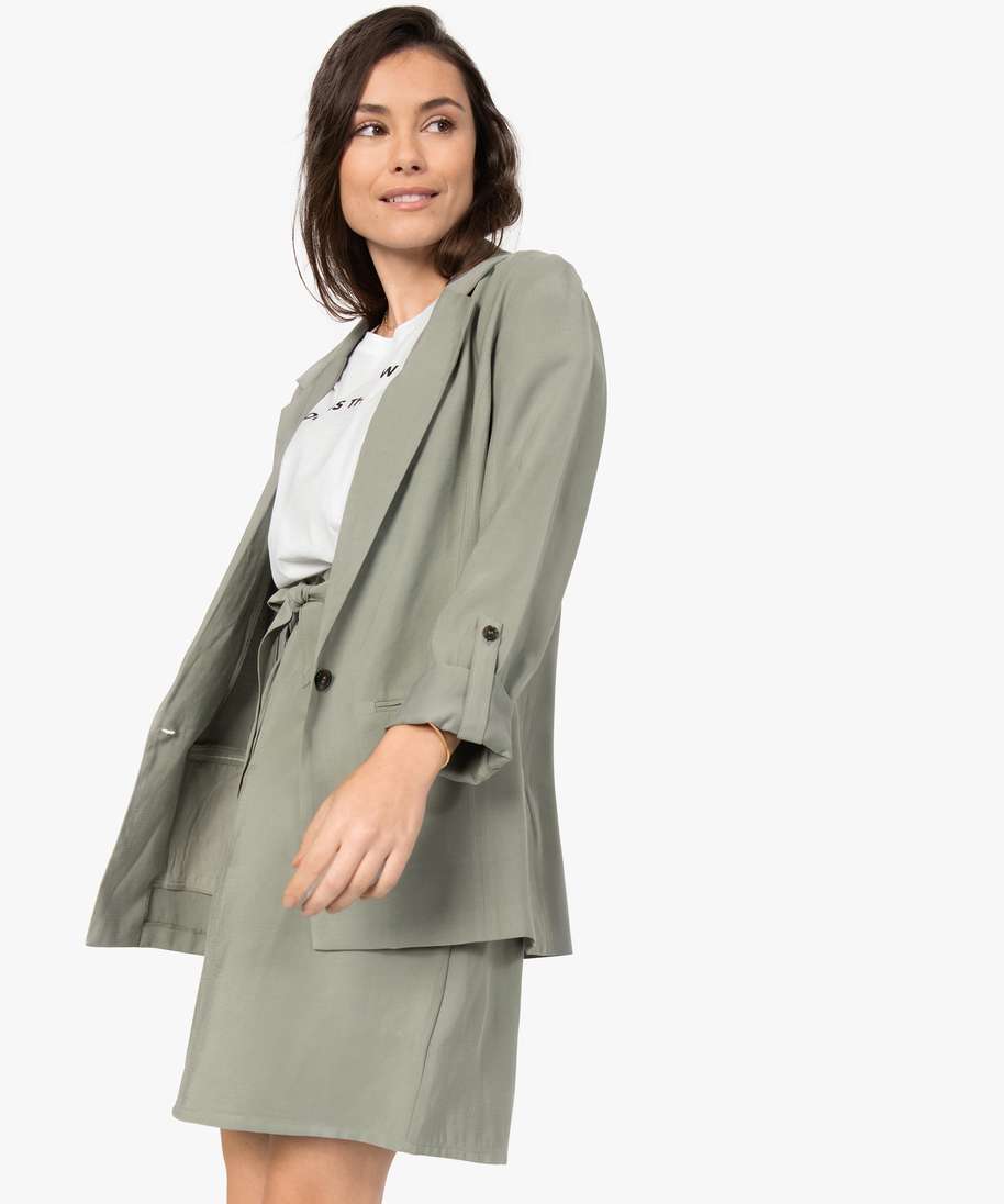 veste blazer femme en viscose fluide vert vestes femme G MO