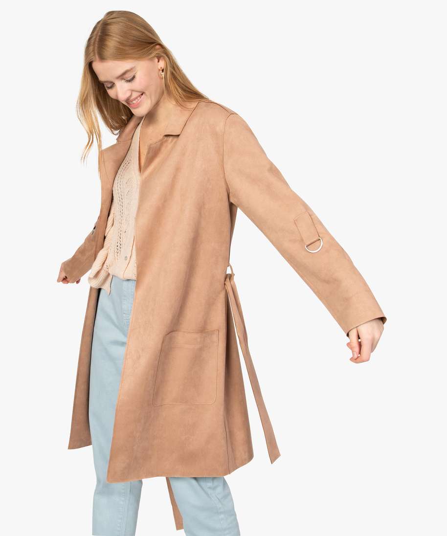 manteau suedine femme