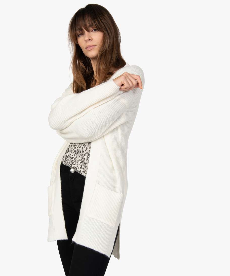 gilet blanc long femme