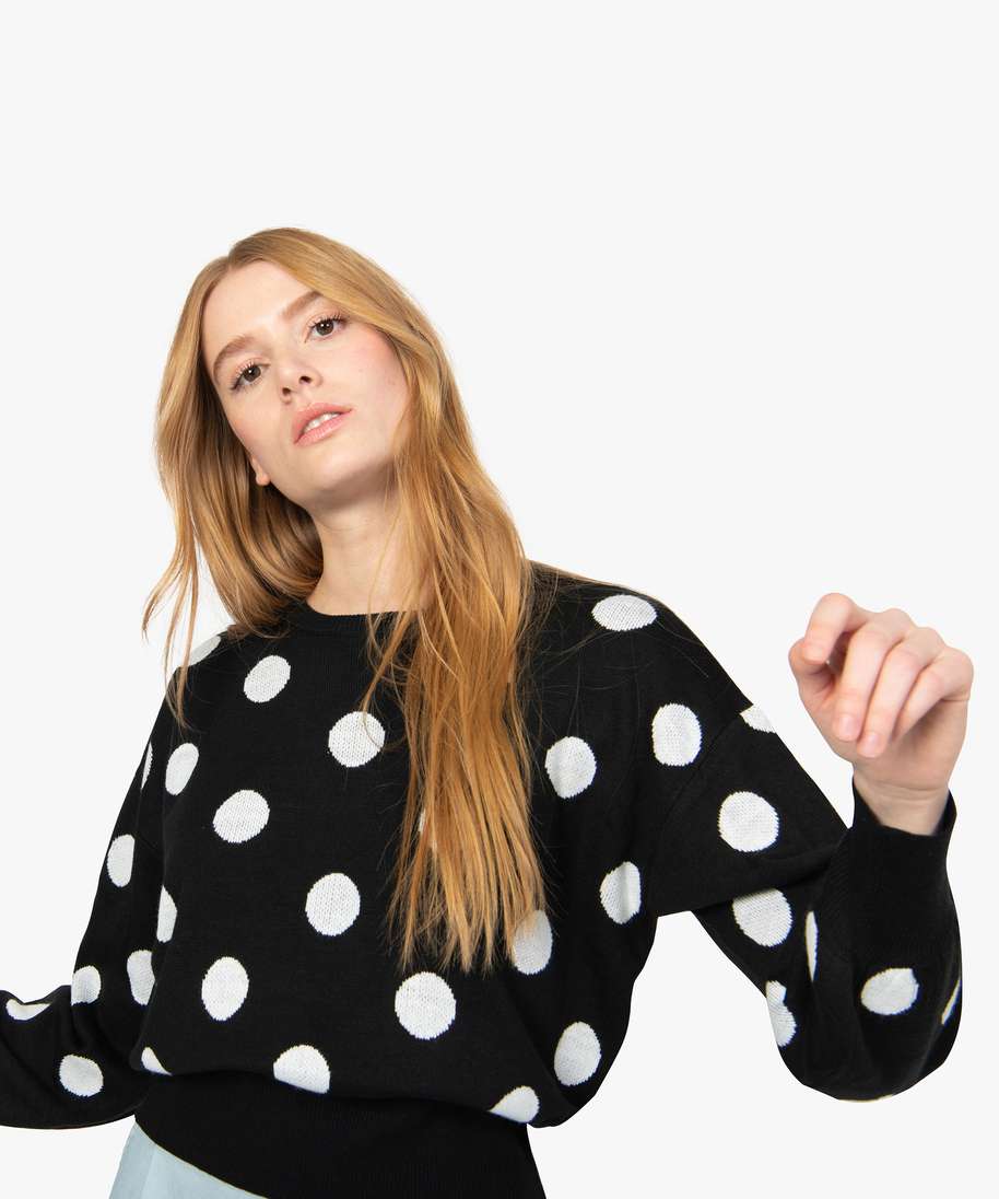 pull femme avec motifs pois noir pulls femme GEMO