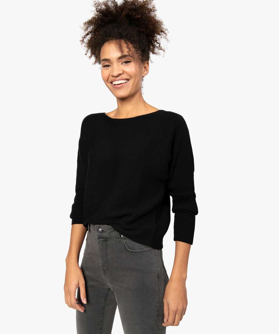 Pull noir manche chauve souris outlet