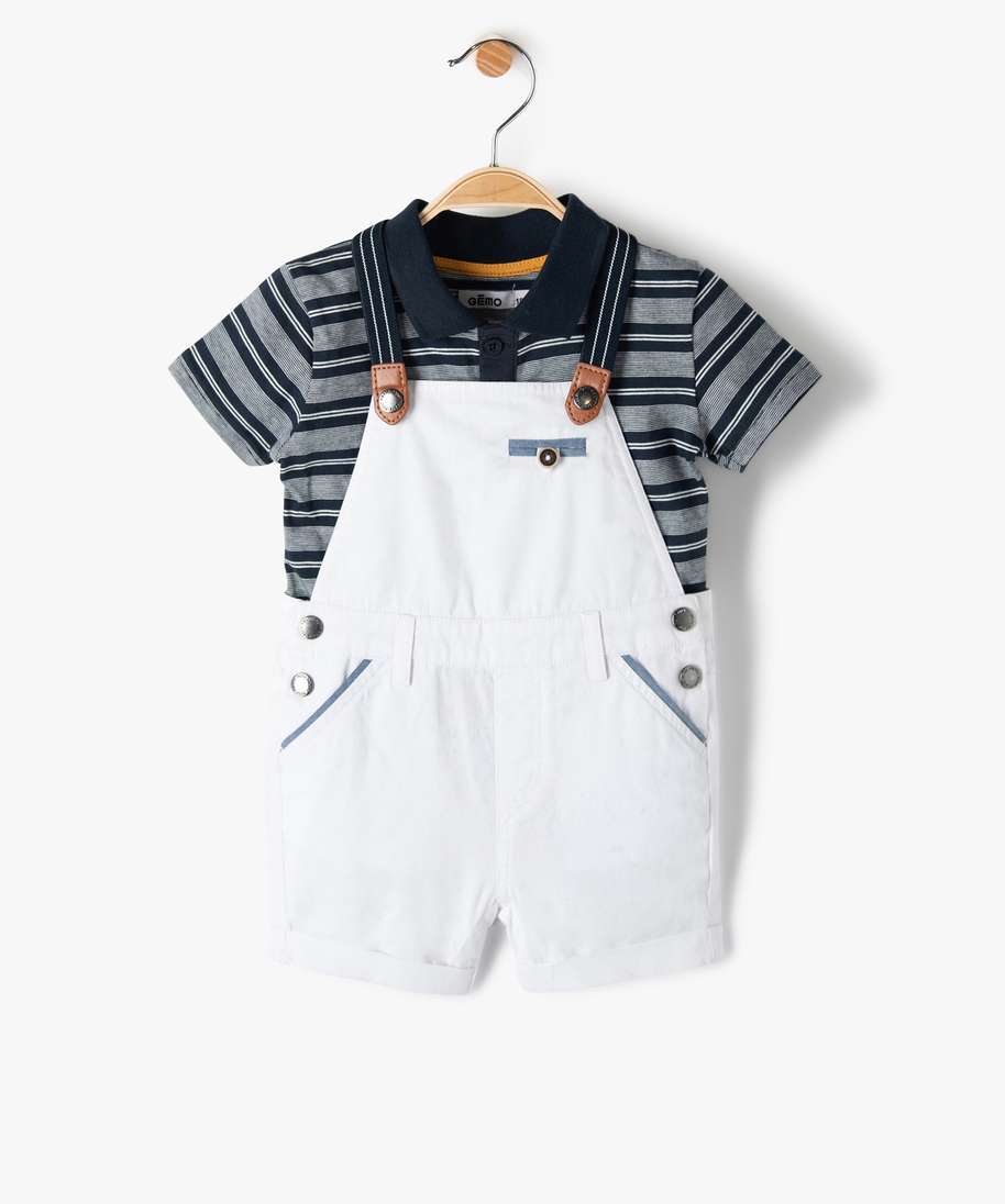 ensemble bebe garcon 2 pieces salopette polo blanc bebe