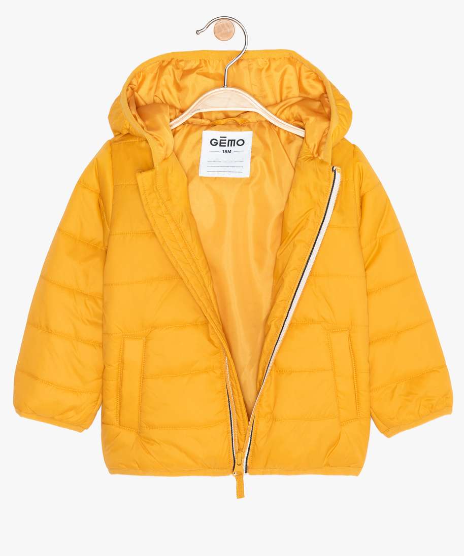 doudoune bebe garcon a capuche et details contrastants jaune doudounes bebe GEMO