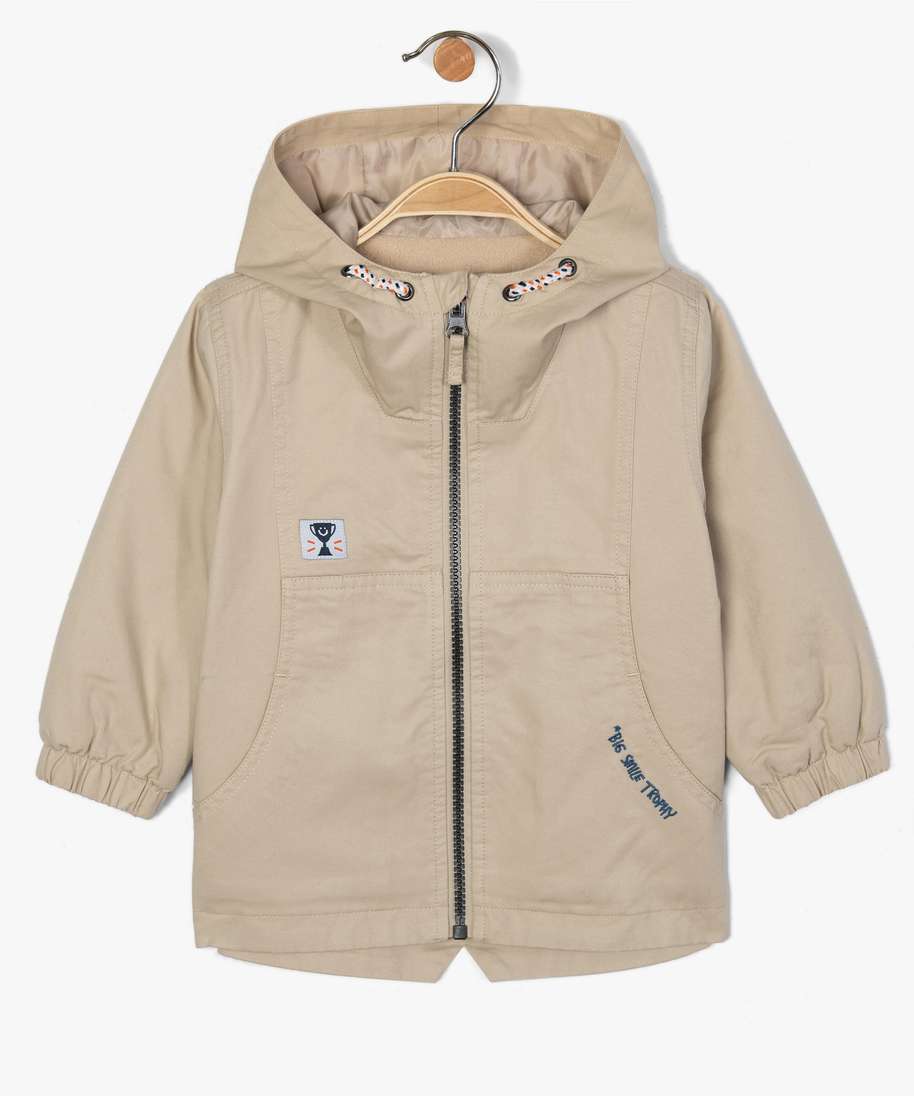 parka bebe garcon avec inscription dos beige manteaux bebe GEMO