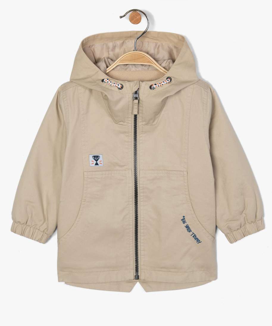 parka bebe garcon avec inscription dos beige bebe