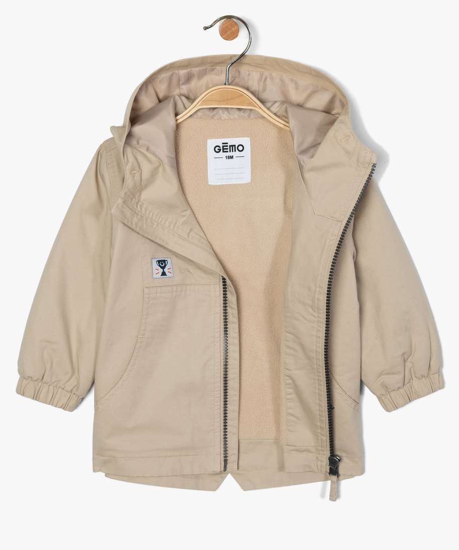 parka bebe garcon avec inscription dos beige manteaux bebe GEMO