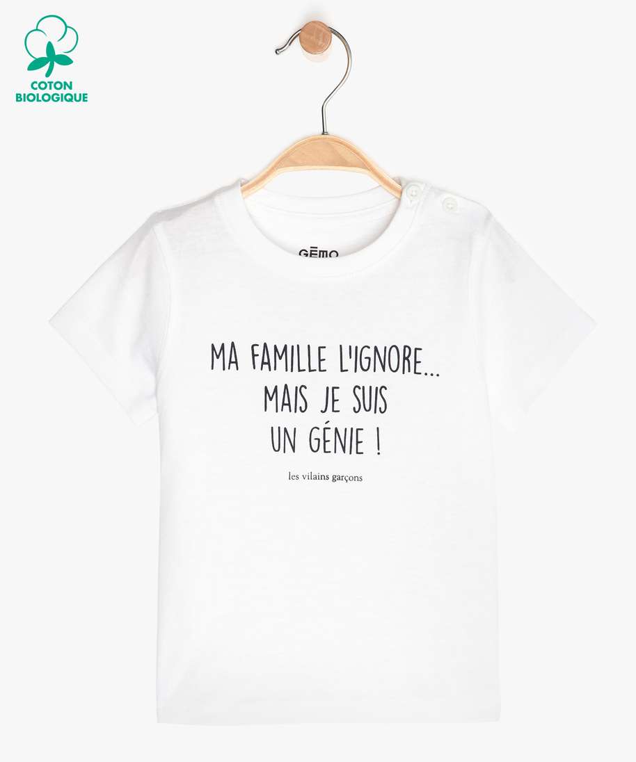 Gemo Vetements Garcon Tee Shirt Bebe Garcon A Message Humoristique Gemo X Les Vilaines Filles Blanc Bebe Gemo