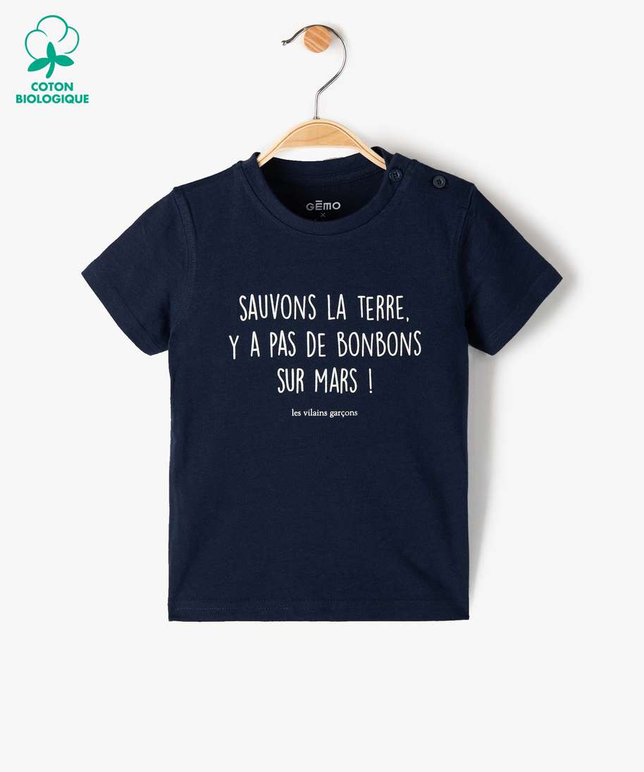 tee-shirt bebe garcon a message humoristique - gemo x les vilaines filles  bleu bebe