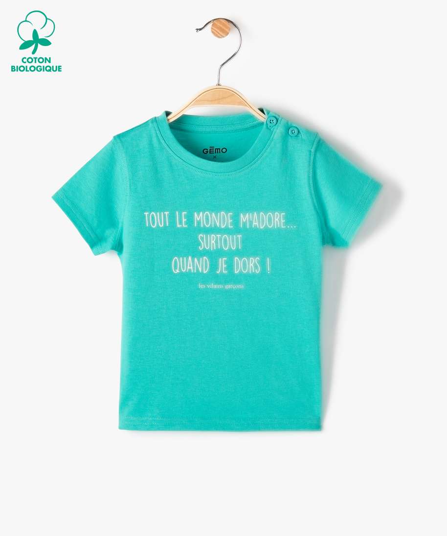 Tee-shirt bébé garçon à message humoristique Gemo Vêtements Tops & T-shirts T-shirts Manches courtes GEMO x Les 